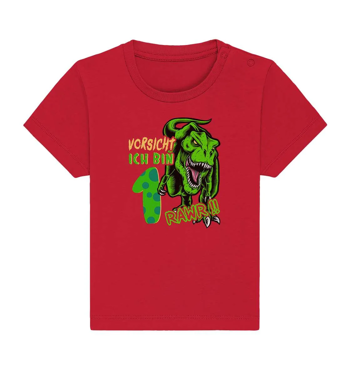 1. Kinder Geburtstag - T-REX Dinosaurier - Ich bin 1 Jahre - Geschenk - Baby Organic Shirt