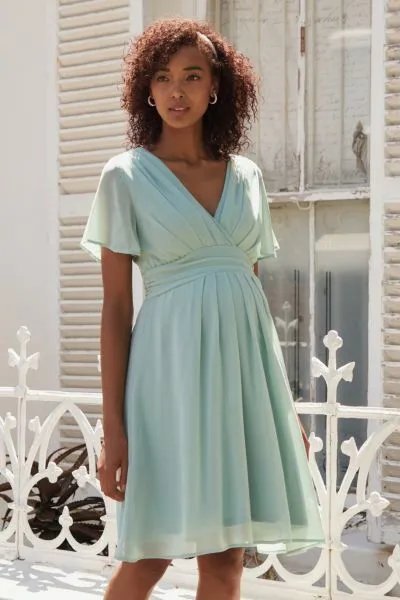 Chiffon Umstands- und Stillkleid salbei