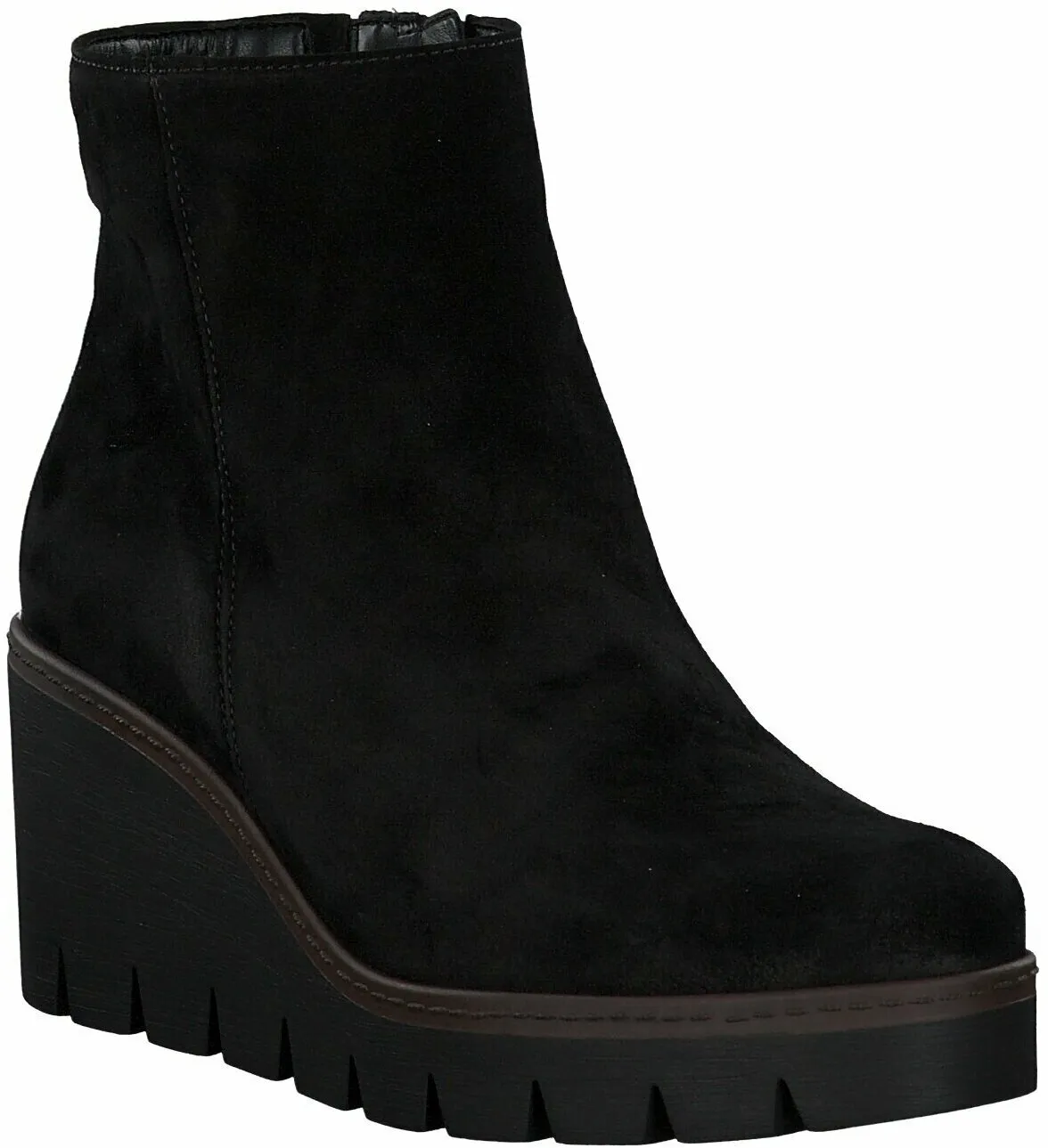 Damen-Keilabsatz-Stiefeletten aus Leder 109002733209 (Schwarz)