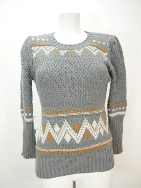 Damen Norweger grau mit glitzer Strickmuster klasse süßer Pullover Gr.L