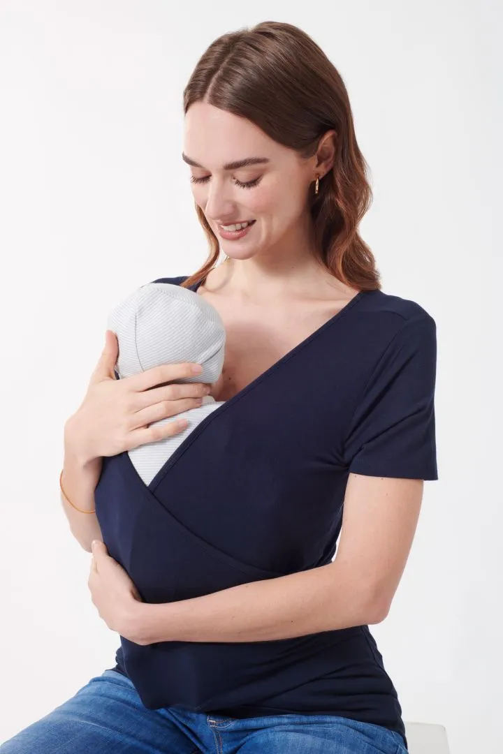 Eco Viskose Känguru Bonding und Stillshirt navy