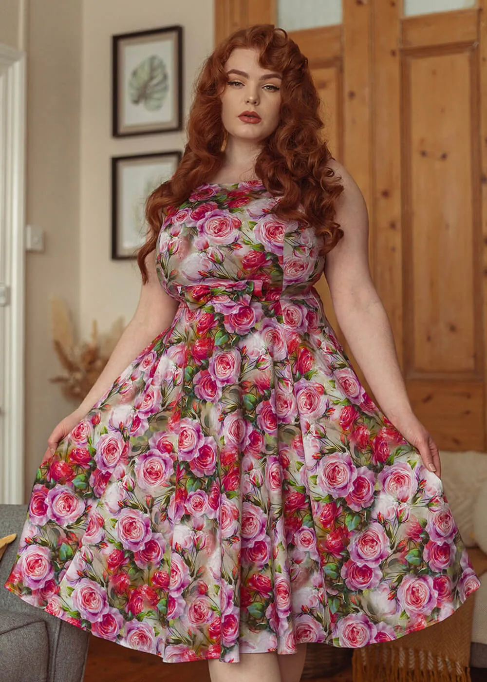 Hearts & Roses Lola Floral 50's Swing Kleid Grün