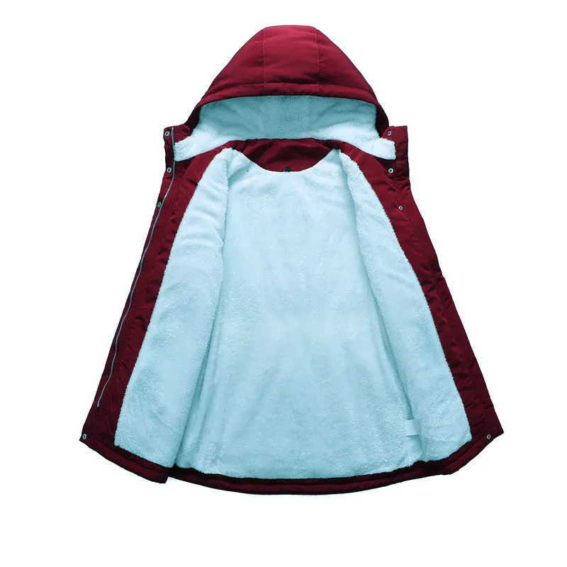 Heidi-Mode | Fleece Gefütterte Damenjacke Mit Kordelzugkapuze