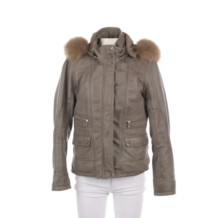 Lederjacke S Graugrün