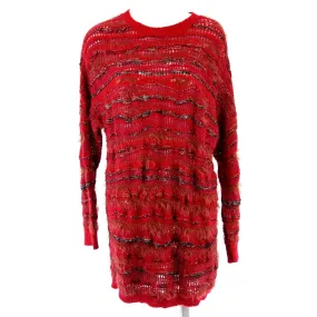 Liu Jo Damen Long Pullover Gr IT 44 DE 38 mit Mohair Alpaka Wolle Rot Np 179 Neu