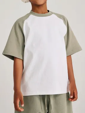 Lockeres Raglan-T-Shirt mit Kontrastmuster für Jungen und Mädchen