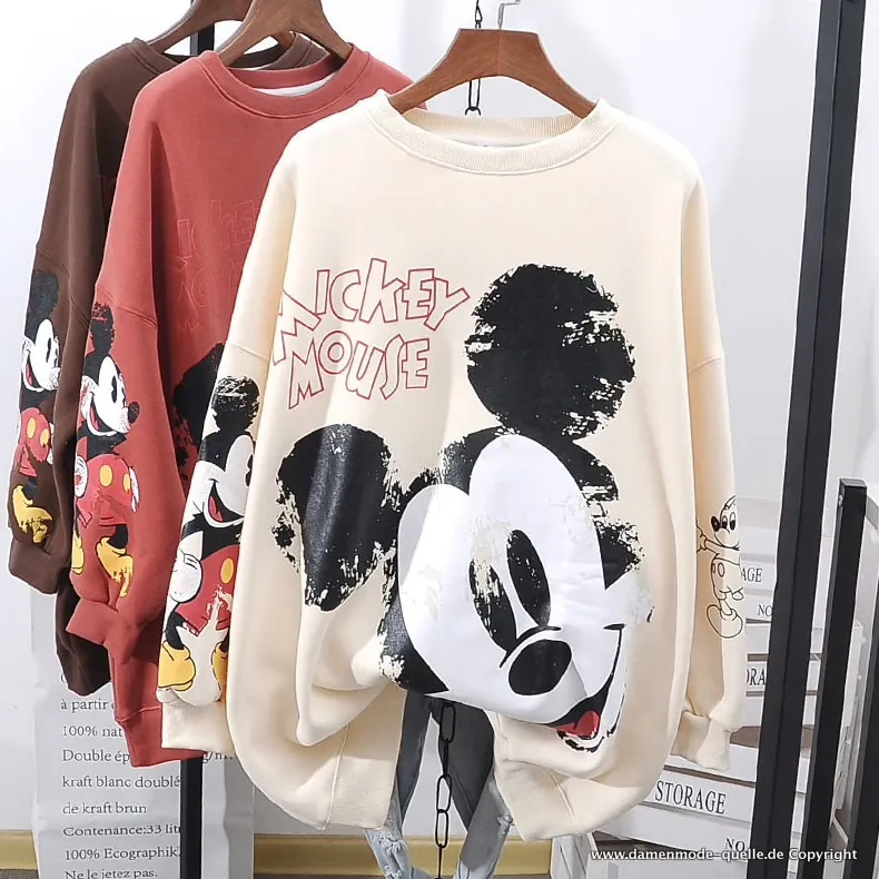Mickey Maus Cartoon Print Damen Pullover 4 Farben