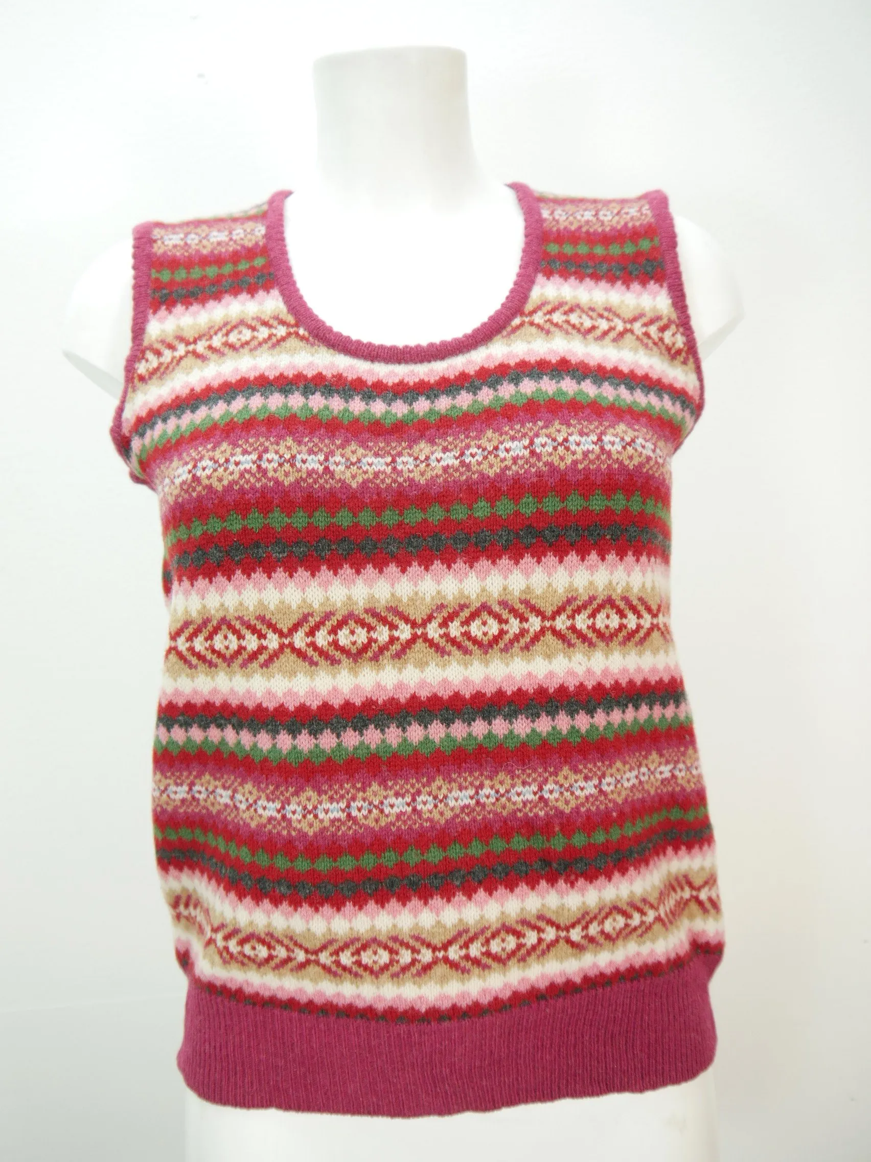 Montego Pullunder Schurwolle mit herrlichem Muster Damen Norweger Pullover Gr.L
