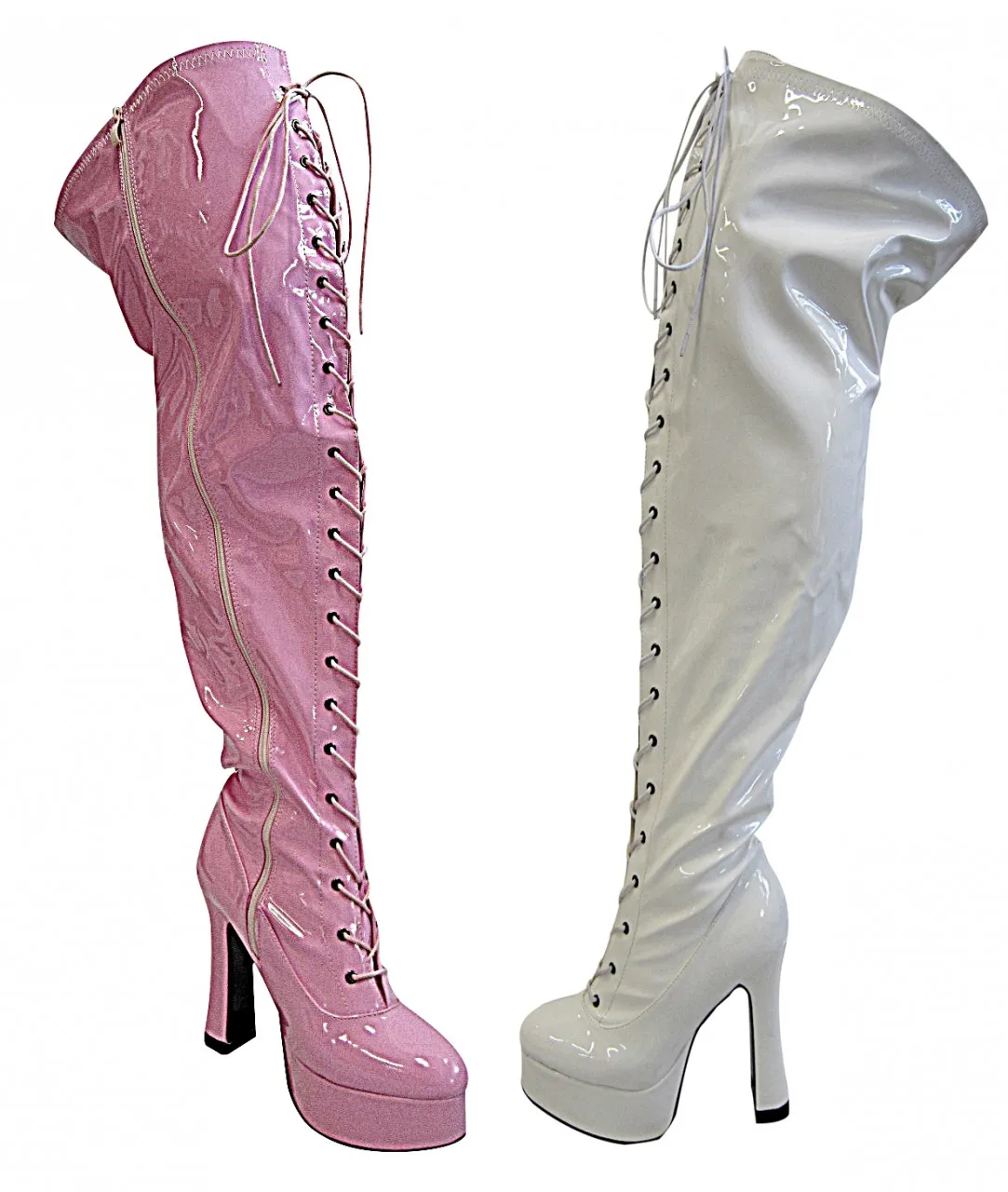 Plateau Overknee High Heels weiter Schaft