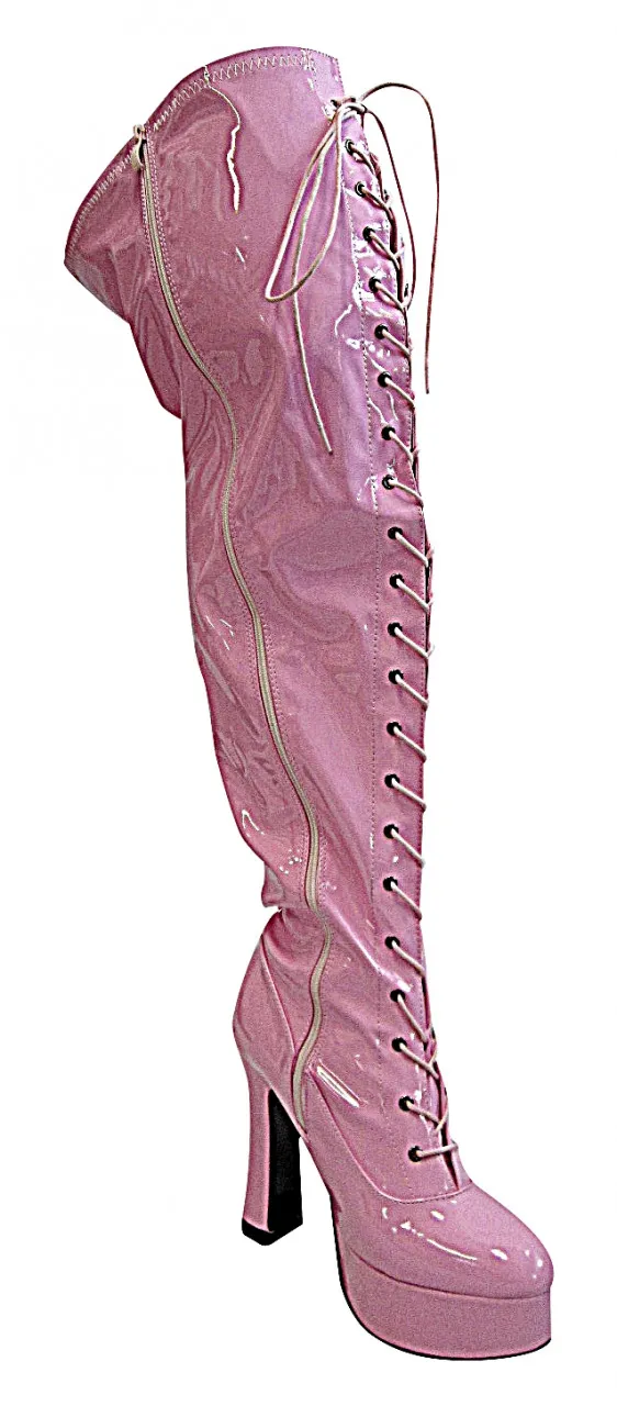 Plateau Overknee High Heels weiter Schaft
