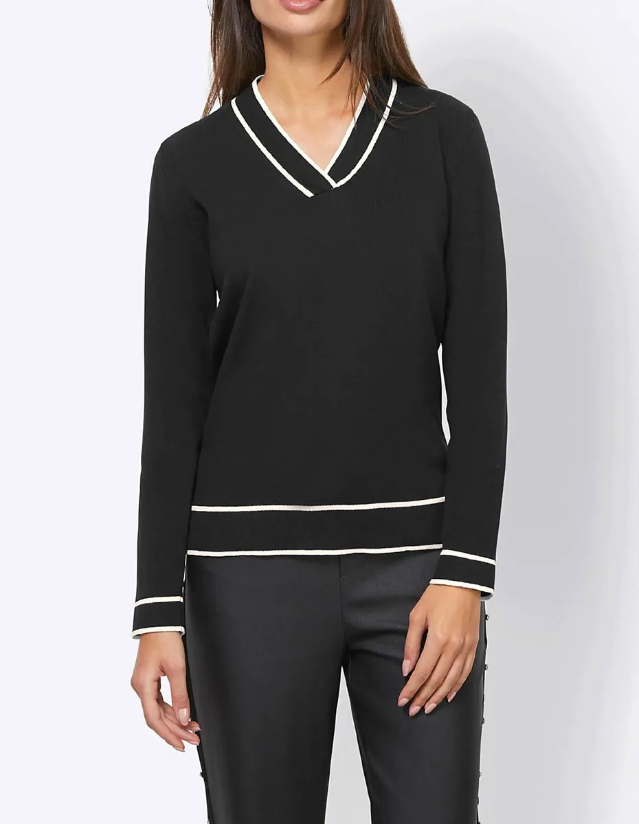 Rick Cardona Damen Pullover Pulli Frühling  schwarz weiß Baumwolle Viskose