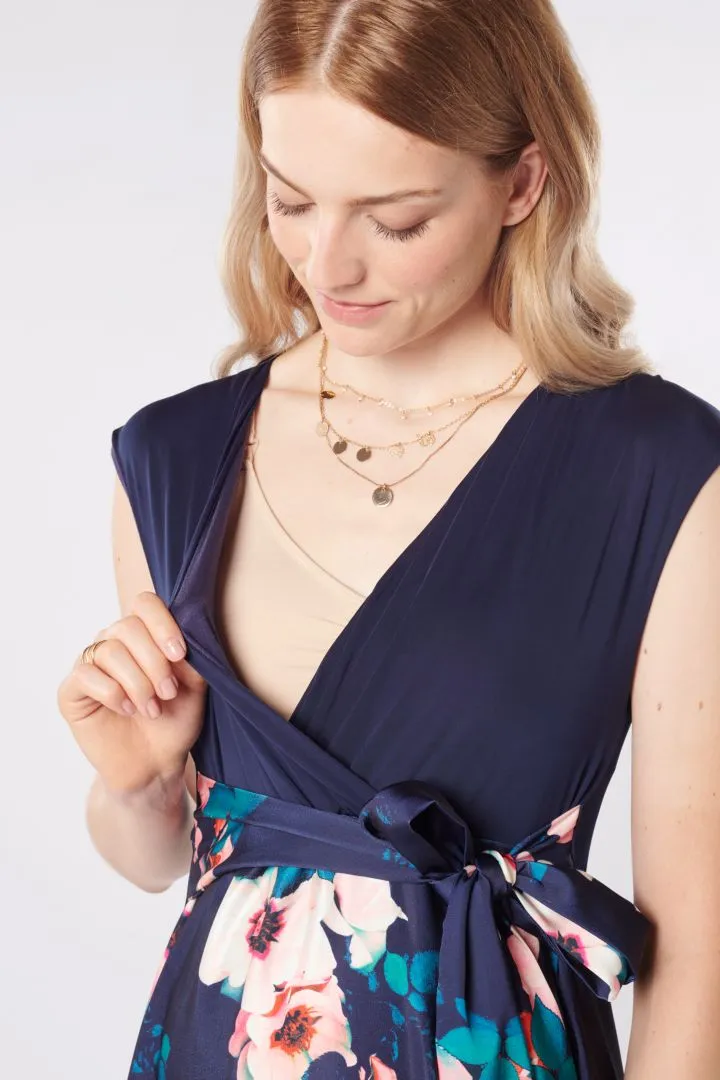 Umstands- und Stillkleid mit Satinrock in floralem Print