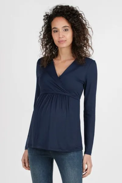 Umstands- und Stillshirt mit Rückenbindung langarm navy
