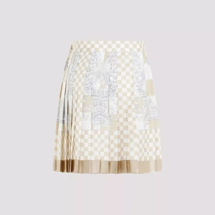   Versace  Damier Print Skirt Neutrals