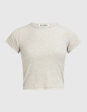 ÉTERNE Baby Heather Oatmeal // Geripptes Cropped T-Shirt